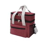 Fonowx Contenitore Termico Pranzo con Doppio Scomparto Borsa Porta Vivande Lunch Box Porta Pranzo Composizione PA Oxford Cotone Perla Protezione da Perdite E, Rosso, Rosso Vino A Doppio Strato