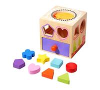 Fonowx Cubo Abbinamento Forme Centro attività Bambini Scatola Tocca in Legno Educativo Giocattolo Motricità Fine per Apprendimento Sensoriale, Style a