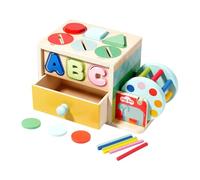 Fonowx Cubo Abbinamento Forme Centro attività Bambini Scatola Tocca in Legno Educativo Giocattolo Motricità Fine per Apprendimento Sensoriale, Style B