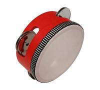 Fonowx da 4 Pollici Compatto di Legno con Sonagli Metallici tile Strumento a Percussione Manuale per Spettacoli di Danza, Rosso, 4IN