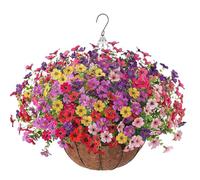 Fonowx Decorazione Floreale Sospesa con Cestino, Pianta Artificiale per Giardino E Patio, a