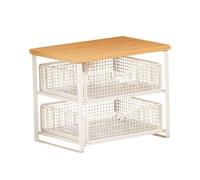 Fonowx Desktop Porta Stampante Organizer Base in Legno Metallo con Cassetto Silenzioso Supporto Libreria Tavolo Piccolo per Scrivania Struttura Rinfo, Style E