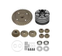 Fonowx Differential Gear Ingranaggio Differenziale Assemblaggio Completo Ruota Dentata Bevel Gear Assi Cuscinetti Custodia Alluminio per Modellini RC Adatto, Nero