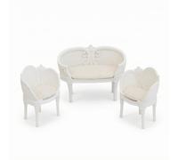 Fonowx Divanetto in 1/12 con Rattan Tessuto Decorativo Centrale con Cuscino Padded E Gambe Dritte Adatto per Esposizioni E Ambienti Classici