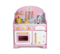 Fonowx Giocattolo Frigo Cucina con Pratiche E Scaffali Interni Visibili Elettrodomestico da Gioco con Maniglie in Legno E Pannello di Controllo Stile, Cucina Giapponese
