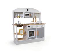 Fonowx Giocattolo Frigo Cucina con Pratiche E Scaffali Interni Visibili Elettrodomestico da Gioco con Maniglie in Legno E Pannello di Controllo Stile, Cucina Giapponese A