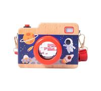 Fonowx Giocattolo in legno per fotocamera per bambini con suono e luce Giocattolo creativo unico per caleidoscopio Accessorio di abbigliamento di moda per