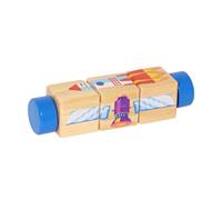 Fonowx Giocattolo, Puzzle, Allenamento delle capacità Motorie Fini, Rompicapo, Apprendimento Precoce, Giocattolo in Legno, Blu