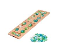 Fonowx Gioco da Tavolo in Legno Pieghevole Set con 48 Pietre di Vetro Portatile Classico Educativo Perfetto per Adulti Bambini Ragazzi, Scatola con Fibbia