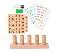 Fonowx Gioco di Aritmetica a Impilamento con Base e Pioli Prescolare Gioco di Matematica con Anelli e Blocchi Numerici Senza Schermo Set Numeri in Legno