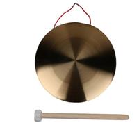 Fonowx Gong di Avviso in Rame Mano Strumento a Percussione Campana Cerimoniale in Ottone con Mazzuolo in Legno Spazzolata Facile da Appendere Adatto per Avviso in Classe Pratica Musicale Casa, 42CM