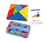 Fonowx I Bambini Viaggiano in Legno Tangram Puzzle, Rompicapo per Bambini E
