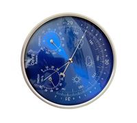 Fonowx Igrometro da Parete Misuratore 3 Funzioni Barometro Termometro Quadrante Rotondo Stampata Simboli Meteo Struttura Robusta in Alluminio E Plastica Adatto per Laboratorio Studio, Blu