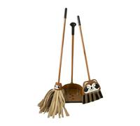 Fonowx Kit Scopa Giocattolo Bambini Set Pulizie Mini Attrezzi Educativi Sviluppo Immaginazione Adatto Bambini Gioco Simulazione Regalo Compleanno, procione 3 pezzi