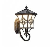 Fonowx Lampada da Parete Solare per Esterni Applique Lanterna Lampione Luce a Energia Solare Lunga 6- Impermeabile IP55 in Alluminio Pressofuso Adatta a, Nero, Carattere Fu