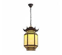 Fonowx Lanterna da Esterno Lanterna Sospesa Lampada Pendente Luce per Patio Lampadario Esterno Design Tradizionale Silhouette Moderna in Acciaio E Resina, Grande