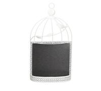 Fonowx Lavagna da Parete in Ferro Gabbietta Dipinta a Mano Lavagna Decorativa con Motivi di Uccelli e Foglie Artistico per Casa, Bianco