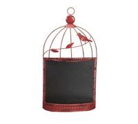 Fonowx Lavagna da Parete in Ferro Gabbietta Dipinta a Mano Lavagna Decorativa con Motivi di Uccelli e Foglie Artistico per Casa, Rosso