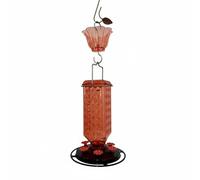 Fonowx Mangiatoia per Colibrì Distributore di Nettare Abbeveratoio Dosatore con Serbatoio a Motivo Diamante E di Alimentazione Base Resistente E Vaschetta, Light Red