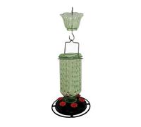 Fonowx Mangiatoia per Colibrì Distributore di Nettare Abbeveratoio Dosatore con Serbatoio a Motivo Diamante E di Alimentazione Base Resistente E Vaschetta, Light Green