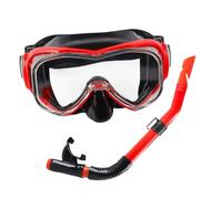 Fonowx Maschera Subacquea Occhialini Silicone PC Set Snorkel E Comfort vestibilità Uniforme Adatta a Uomo Donna Uso Vacanze Nuotate Escursioni Acqu, Rosso Nero