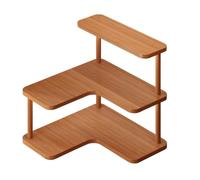 Fonowx Mensola Angolare Scaffale Organizer Ripiano Portaoggetti Bambù con Forma a Gradini Che Sfrutta lo Spazio Verticale per Accesso Immediato Adatta per Soggiorno Camera, 茶色, 二代转角置物架-3层