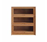 Fonowx Mini Armadietto in Miniatura Scaffale Vetrinetta Legno con Sportelli Facili da Aprire E Protezione dalla Polvere per, Ciliegio, Mobile A Tre Strati Con Coperchio A Ribalta