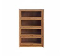 Fonowx Mini Armadietto in Miniatura Scaffale Vetrinetta Legno con Sportelli Facili da Aprire E Protezione dalla Polvere per, Ciliegio, Mobile A Quattro Strati Con Coperchio A Ribalta