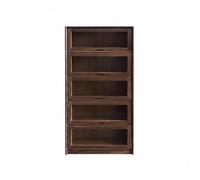 Fonowx Mini Armadietto in Miniatura Scaffale Vetrinetta Legno con Sportelli Facili da Aprire E Protezione dalla Polvere per, Noce, Mobile A Cinque Strati Con Coperchio A Ribalta