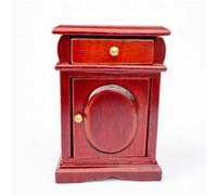 Fonowx Mini Comodino in 1 12 Comodino Armadietto Cassettiera in Legno con Manopole Metalliche E Piano Piatto per Piccoli Accessori Stile Classico Adatto per