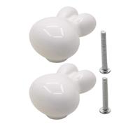 Fonowx Mini Statuetta di Coniglio, Maniglia per Cassetto, Maniglia per Porta, Pomello Decorativo per Armadio, Facile Da Installare, Scultura di Animale, Bianco