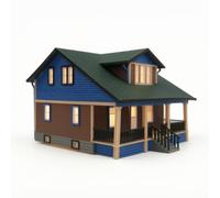 Fonowx Miniatura Architettura Villa Modello Casa Edificio Diorama in Plastica PETG Rifinita con Portico Colonnato Corrimano Centrale per Collezionisti Layout, Villa Numero Undici Finita Con Luci
