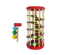 Fonowx Montessori Knock Balls The Ladder, Martello da banco educativo in legno con palline di legno, per soggiorno in ufficio