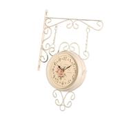 Fonowx Orologio Da Parete Bifacciale con Display a, Silenzioso, Rotondo, Dal Design Antico, Ideale per Camera Da Letto, Terrazzo, Giardino, Soggiorno, Bianco