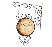 Fonowx Orologio Da Parete Bifacciale con Display a, Silenzioso, Rotondo, Dal Design Antico, Ideale per Camera Da Letto, Terrazzo, Giardino, Soggiorno, CaffÈ