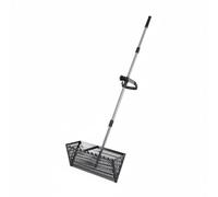 Fonowx Pala per Spiaggia Detergente in Acciaio Inossidabile Cesta Setaccio Integrata Manico Telescopico Antiruggine Bordo Seghettato per Scavare Adatta per, Acciaio Al Carbonio Nero