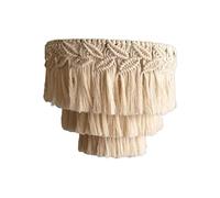 Fonowx Paralume Boho Macramè da Sospensione, 30 cm x 35 cm, Neutro, Foglia, Fatto a Mano, Elegante e Moderno, Per Lampadario, Include Fusibile, Da Appendere, Strutturato, 1 Pezzo