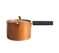 Fonowx Pentola in Rame Martellato con Coperchio Casseruola Padella Spessore Rinforzato per Durata E Efficienza Termica Manico Dritto Lungo per Presa Sicura, Con Beccuccio