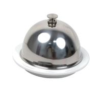 Fonowx Piatto per in Ceramica con Coperchio in Acciaio Inox Elegante Burriera Ceramica Compatto Piatto Base a Piattino Integrato
