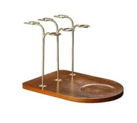 Fonowx Portabicchieri da Vino Porta Calici Supporto Espositore Coppe Struttura Solida in Legno E Metallo con Ganci Sospesi a Curva Conservazione Stabilizzata