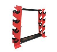 Fonowx Portapesi Manubri Supporto Manubri Rastrelliera Pesi Scaffale Manubri Acciaio Resistente Salva Spazio Ripiani a Due Livelli Adatto per Palestra, Rosso, Nero