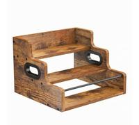 Fonowx Scaffale a Gradini Rustico Mensola | Multiuso, Espositore da banco Legno, Rettangolare, Scaffaletto, per Angolo Caffè, 3-Livelli