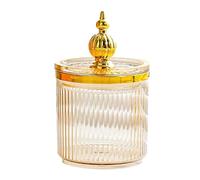 Fonowx Scatola porta cotton fioc Porta batuffoli di cotone Dispenser Custodia per attrezzi per trucco Contenitore per dischetti rotondi in cotone con, Ambra