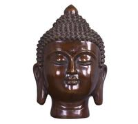 Fonowx Scultura di Testa di Buddha in Ottone Autoportante Busto Buddha con Base a Collo Stabile Figura Ornamentale Buddista per Angolo Meditazione