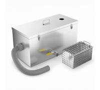 Fonowx Separatore di Grasso da Cucina Separatore Olio Acqua Trappola Grassi Dispositivo Raccolta Residui Vasca Drenante in Acciaio Inox con Filtro Perforato, 9LBS