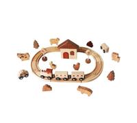 Fonowx Set di Costruzioni per Bambini Treno di Legno Ferrovia Blocchi Accessori Città Layout Compatto per Interazione E Riordino Continuo Adatto per Gioco da Tavolo Giochi di Ruolo Regalo