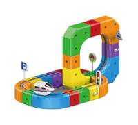 Fonowx Set Treno Elettrico Mini Ferrovia Pista Assemblabile Materiale PP Innovativo Adatto a Bambini attività Creative Regalo Festa Gioco Famigliare, 51 Pezzi
