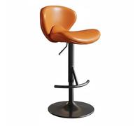 Fonowx Sgabello da Bar con Schienale Sedia Alta Girevole Sedia da Bancone Sgabello da Contatore Struttura in Acciaio con Base, Arancione, Base Nera