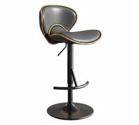 Fonowx Sgabello da Bar con Schienale Sedia Alta Girevole Sedia da Bancone Sgabello da Contatore Struttura in Acciaio con Base, Grigio Con Bordo Dorato, Base Nera