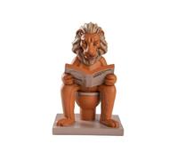 Fonowx Statua di Leone Antropomorfo Decorazione | Struttura in Resina, Leone Che Legge, Dettagli Scolpiti a Mano, per Ufficio, Collezionisti, Arancione